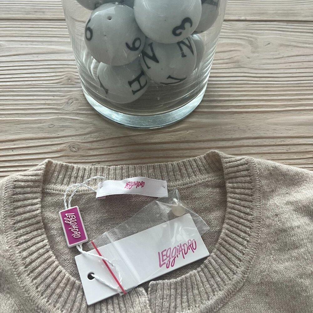 Leggiadro Cashmere Silk Linen Cardigan – Beige Melange (NWT, $995 Retail) | Size - Picture 4 of 6